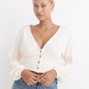 Madewell Cream Button-Front Blouse